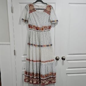 Bohme Embroidered Tiered Dress With Lace